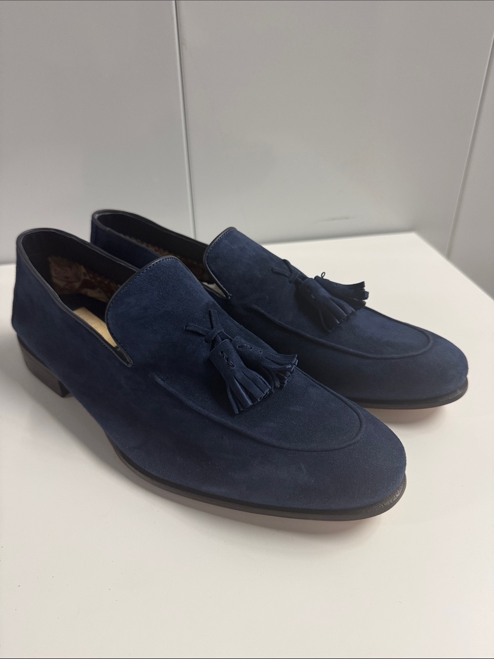 Caporicci Calfskin Suede Tassel Slip-On Loafers in Navy 🇮🇹 (butter)